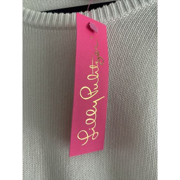 NEW Lilly Pulitzer Womens Medium Resort White Faira Sweater Pearl Knit Sleeve - Picture 2 of 9